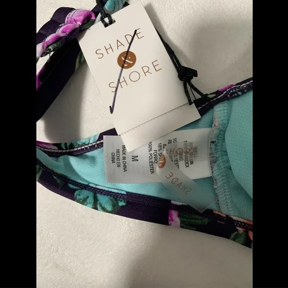 NWD‎ $20 Shade & Shore V Wire Floral Bralette Bikini Top [ SZ Medium ] #3288 - Picture 10 of 12